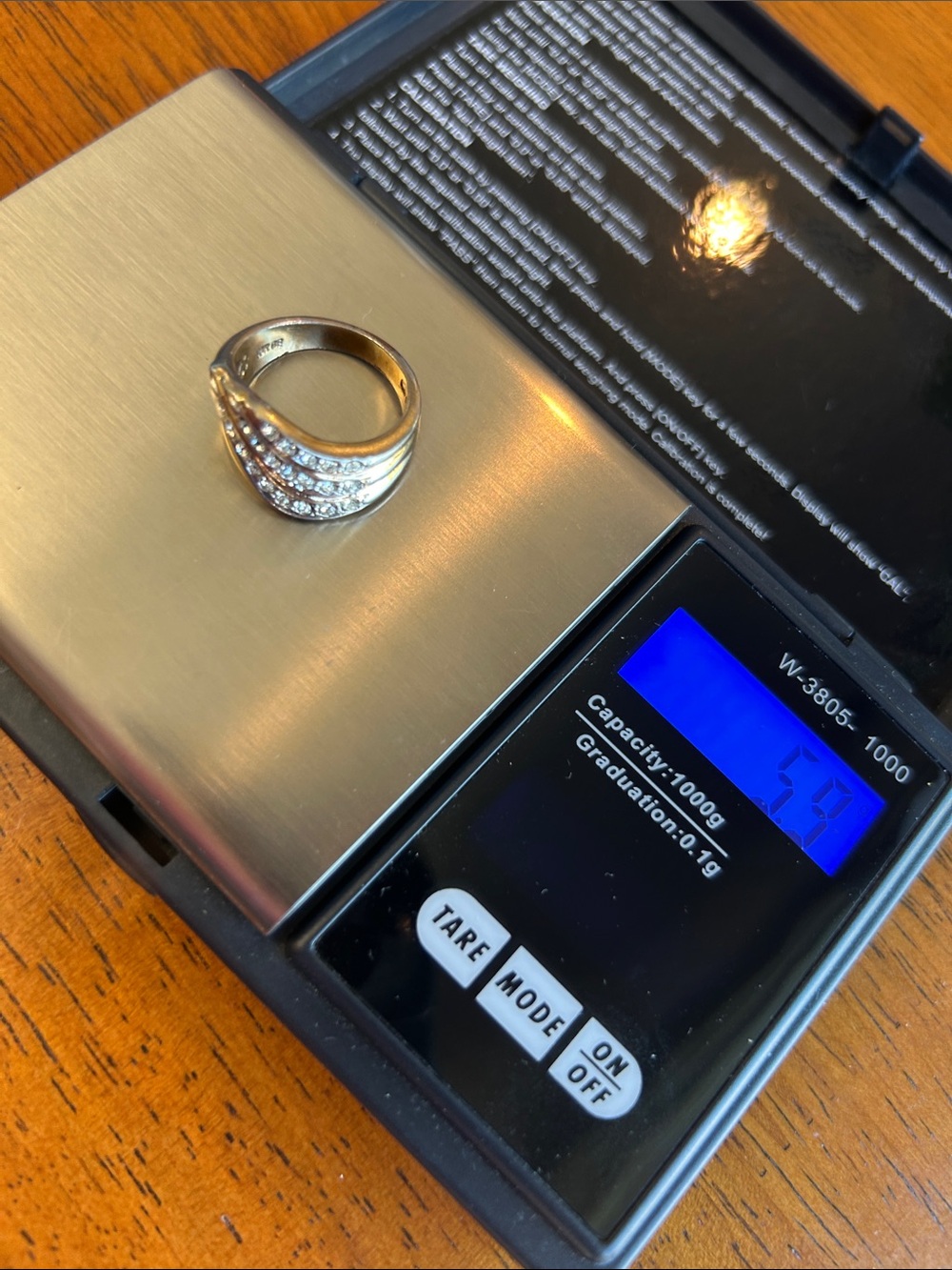 Vintage 18k GE Gold and Silver Wave Crystal Band Ring Sz 7.5 Womens - Picture 11 of 11